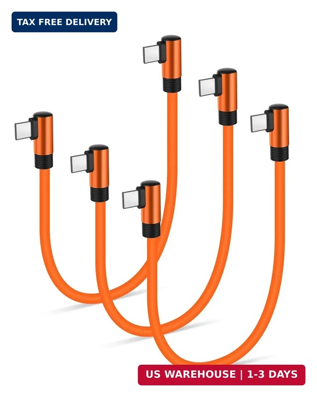 Short USB C Cable 90 Degree 6inch, 1ft, 1.6ft, Silicone 60W Fast Charging Cord T