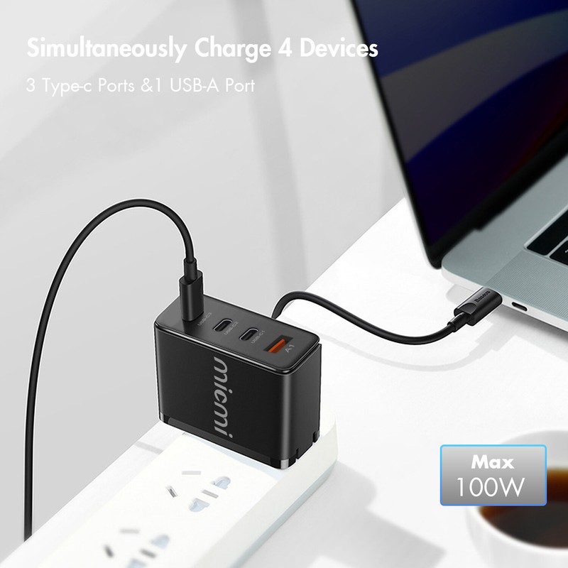 100W PD GaN Wall Charger 3 TYPE C And 1 Fast USB For iPhone iPad Macbook Laptop gallery
