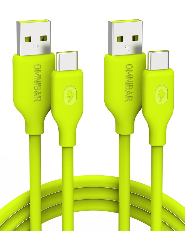 2 Pack Soft Silicone USB A to C Cable 6 feet Flexible Fast Charging Cord