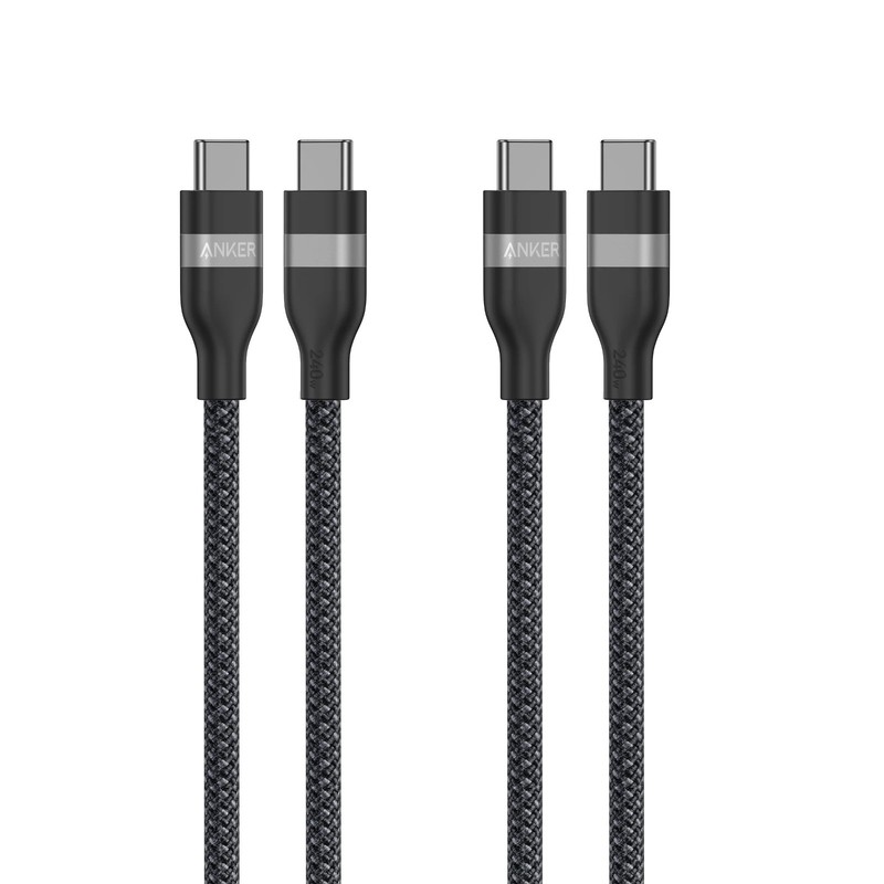Anker USB-C to USB-C Charging Cable (6 ft, 60W, Braided, 2-Pack)