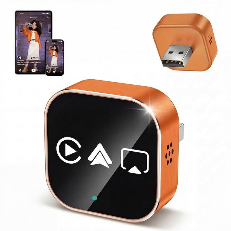 4-in-1 Wireless CarPlay & Android Auto Adapter – AirPlay & Miracast Media Hub…