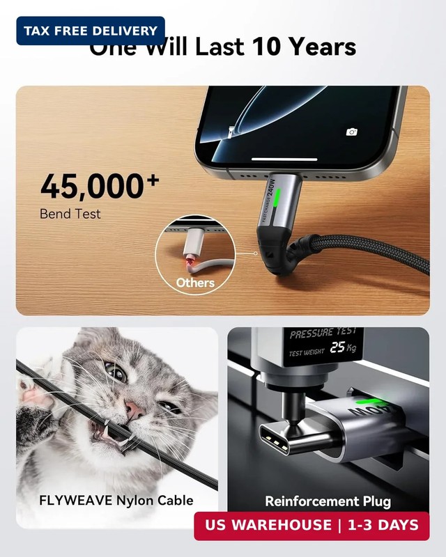 INIU USB C to USB C Cable, 240W Fast Charging Type C Charger Cord, Braided USBC gallery