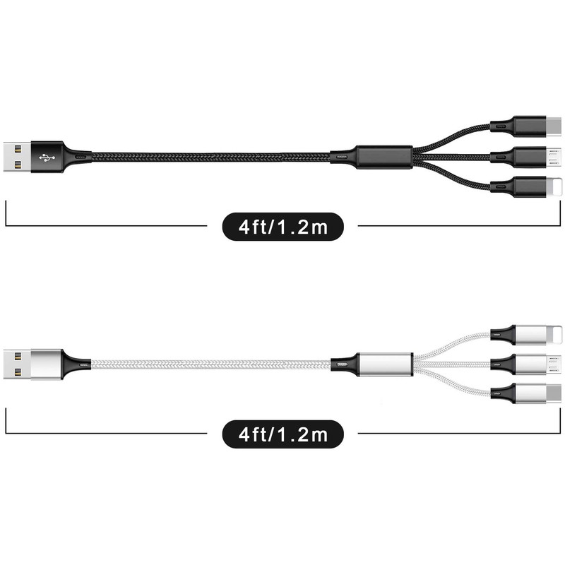 Multi USB Charging Cable 3A, (2Pack 6.6FT)3 in 1 Fast Charger Cord Connector wit gallery