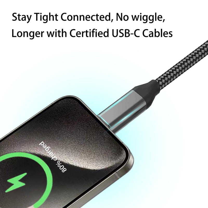 USB C Cable 15FT, Extra Long USB-A to USB-C Cable Braided Grey | Fast Charger Co gallery