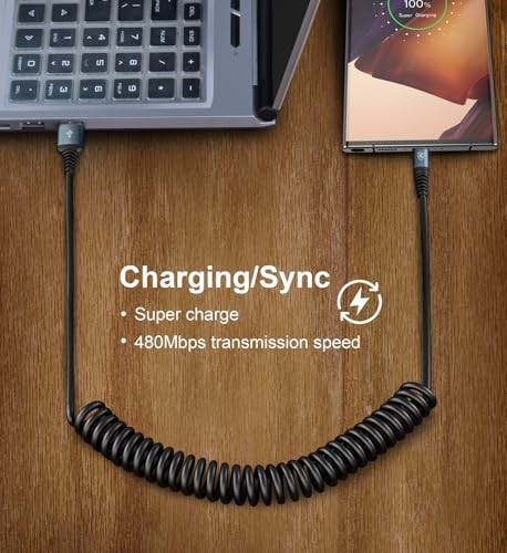 USB Type C Charger Cable Fast Charging, [2-Pack, 3ft] Coiled USB A to Type C gallery