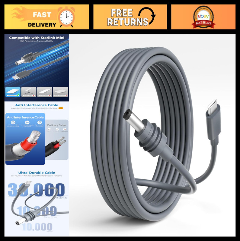 USB C to DC Power Cable 6.6FT 2M 18AWG Fast Charging Cord for Mini Accessories,