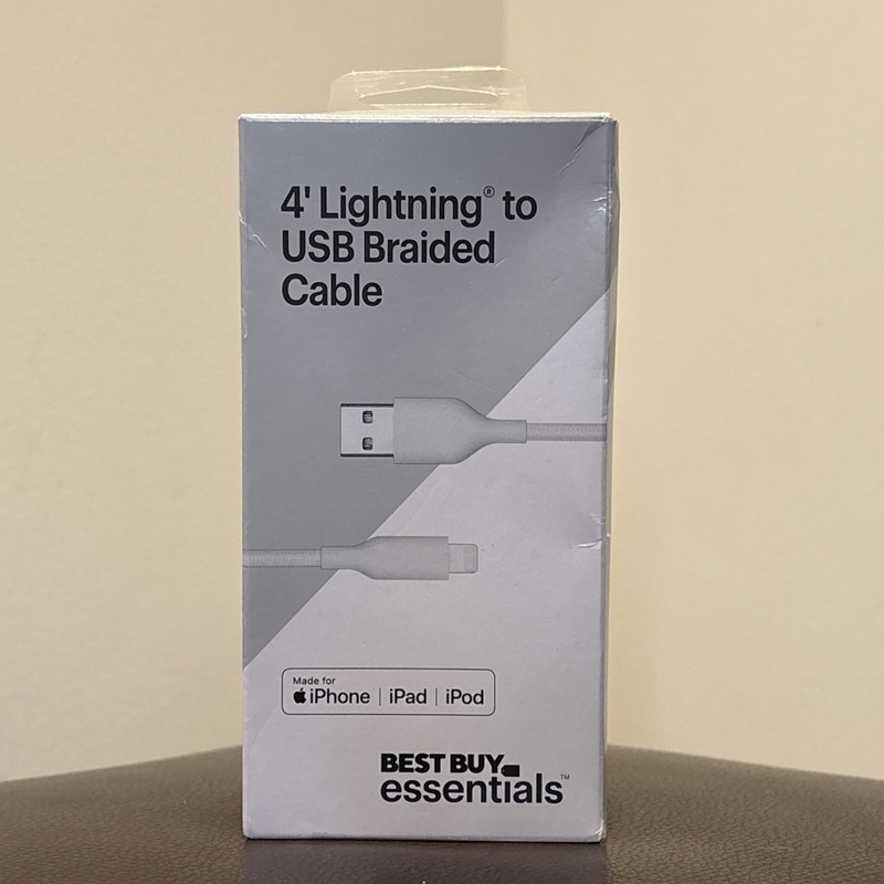 Best Buy Essentials 4′ Lightening to USB Braided Cable, Made for Apple Products