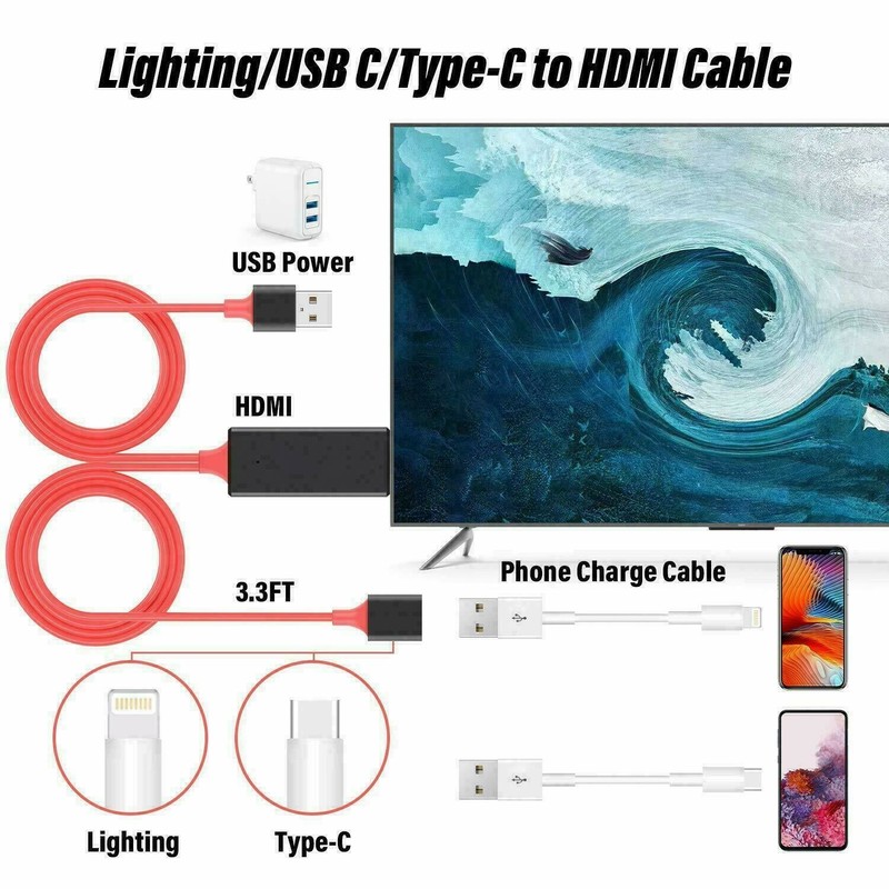 1080P Female USB to HDMI Cable HDTV Adapter for Android IOS Smartphone US gallery