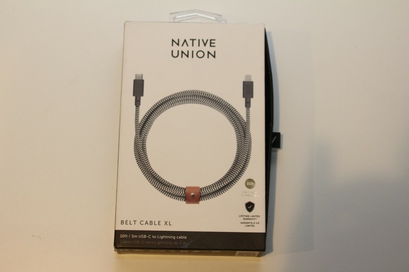 Native Union Belt Cable XL 10′ Lightning “MFi-Certified” to USB-C Cable – Zebra