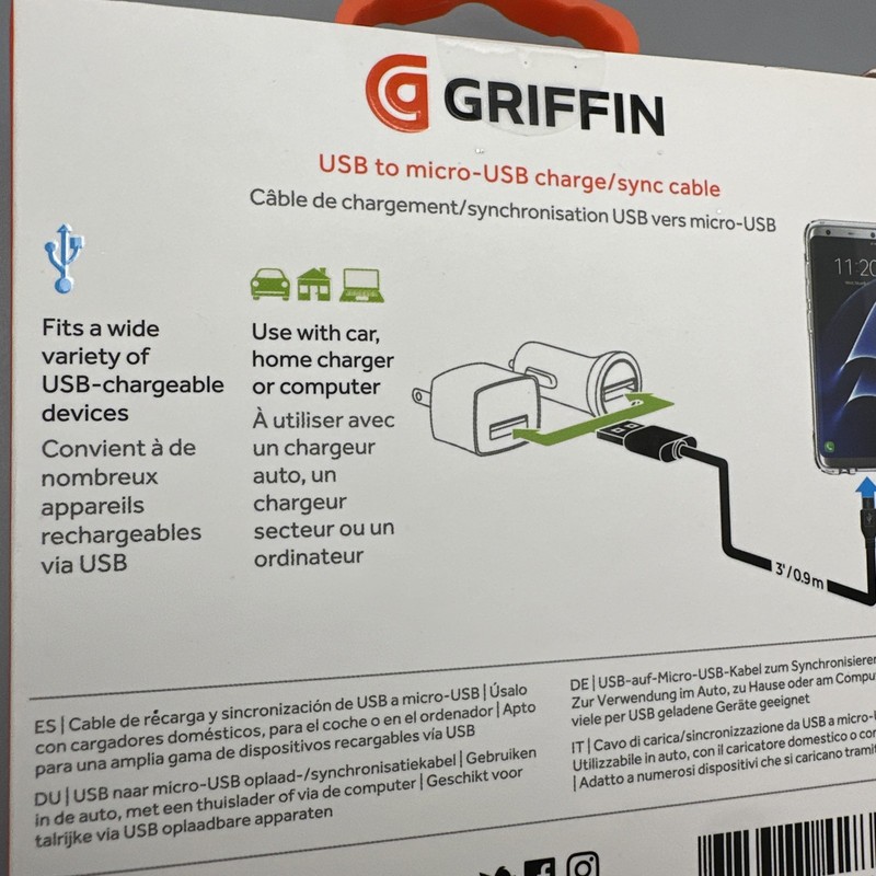 Griffin Charge / Sync Cable w/ Connector 3 Ft Black gallery
