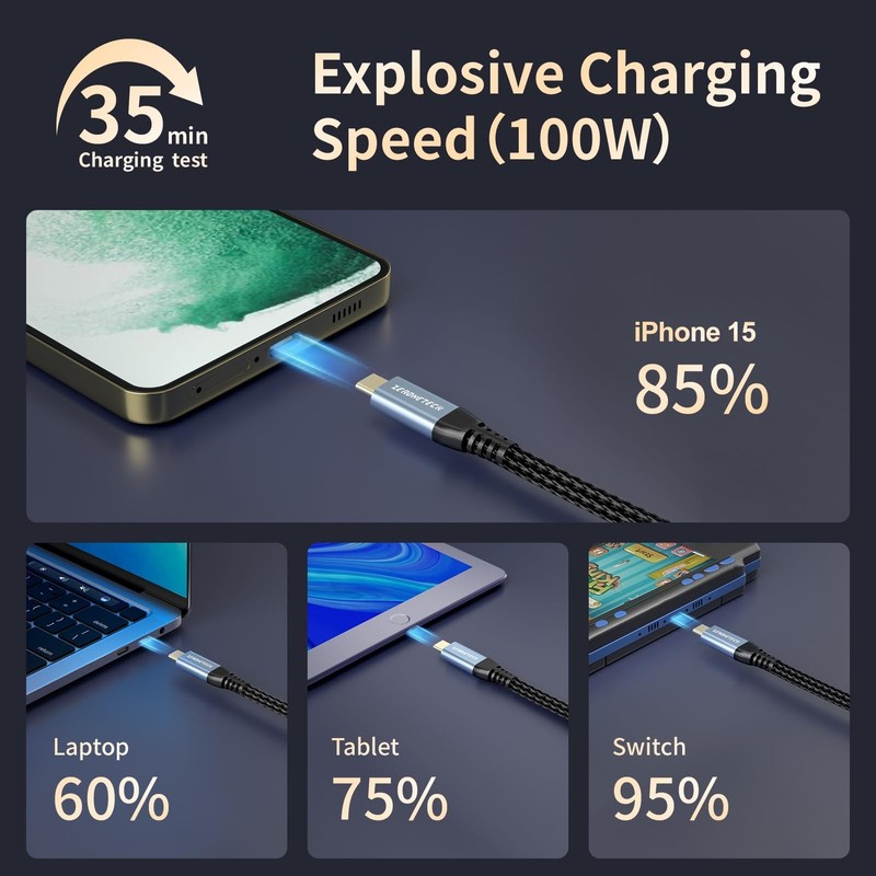 12 inch USB C Cable [2-Pack 1FT] 20Gbps High Speed Data Transfer Cable Short,... gallery