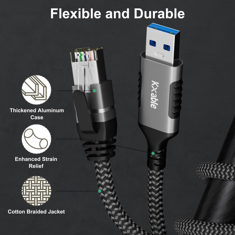 USB to Ethernet Cable 8 FT, 3.0 A Male to RJ45 Male Cord, Directly Connected,... gallery