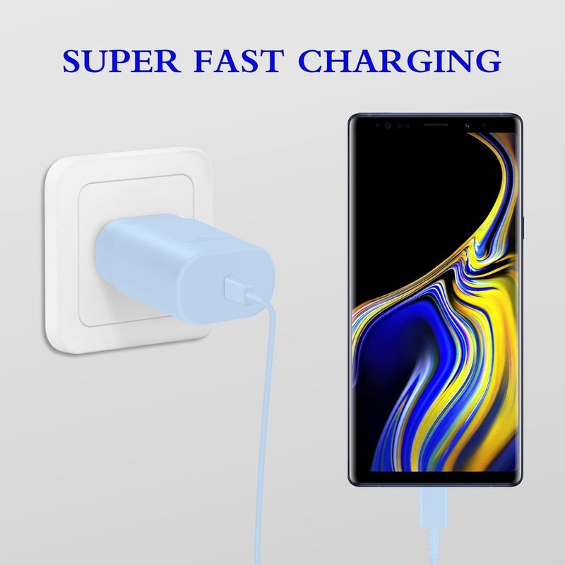 Superior Safety 25W Type C Fast Charger Duo with 6ft USB-C Charging Cable - Blue gallery