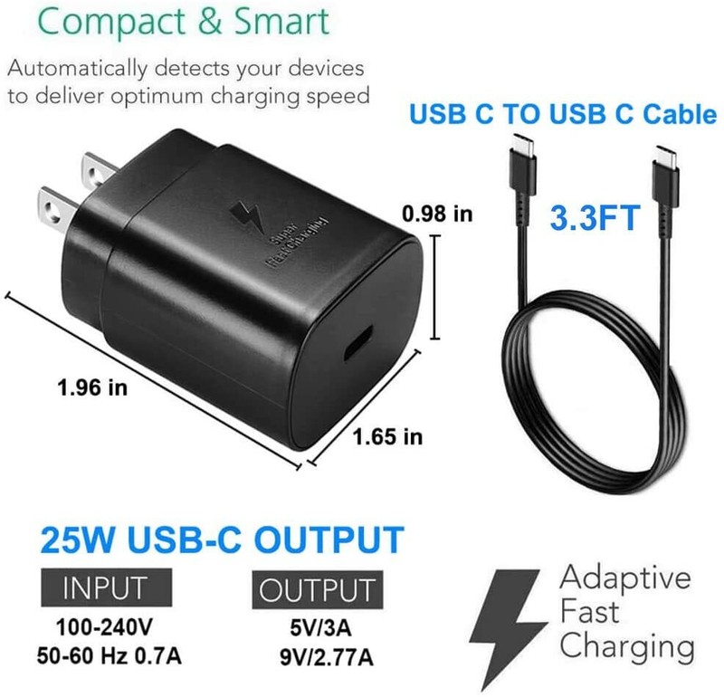 2X PD USB C To USB C Cable 25W Samsung Fast Charger Cube For iPhone 15 16 17 Air gallery