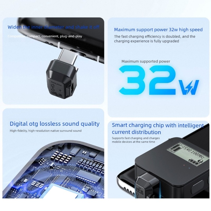 USB C Female to 2USB C Male U Shape Adapter for Live Streaming While Fast Charge gallery