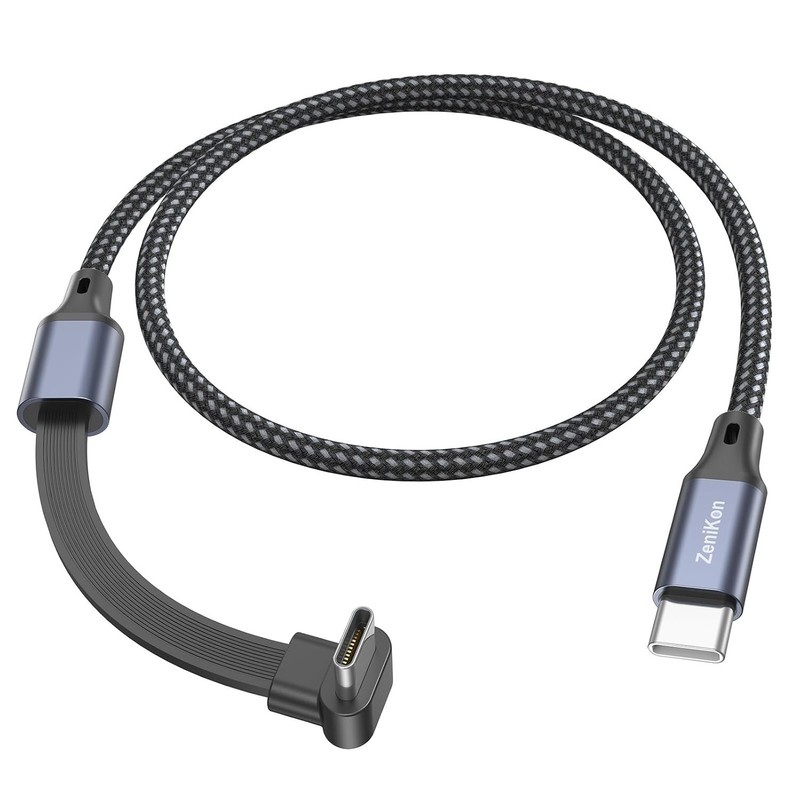 90 Degree USB C Cable 1FT, Right Angle USB C Cable Flat 60W Fast Charging Nyl…