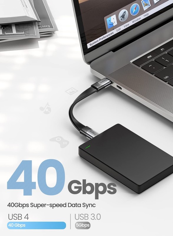 Flat USB C Cable 6-inch, 40Gbps Transfer Rate for Tablets & Personal Computers gallery