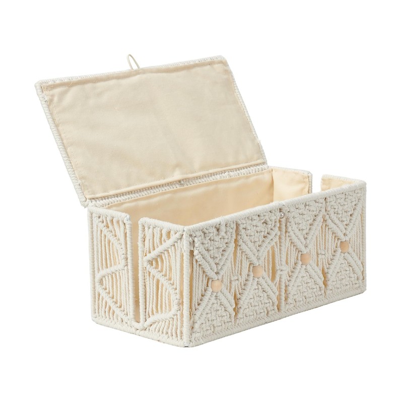 Cable Management Box Handmade Macrame Cord Storage Organizer Power … Fast Ship