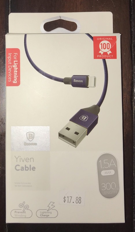 Cell Cable CHARGER CORD iOS Navy Blue 300cm / 10ft Yiven Baseus