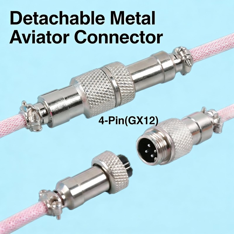 1.5M Coiled USB C To USB A Mechanical Keyboard Cable Metal Aviator Black gallery