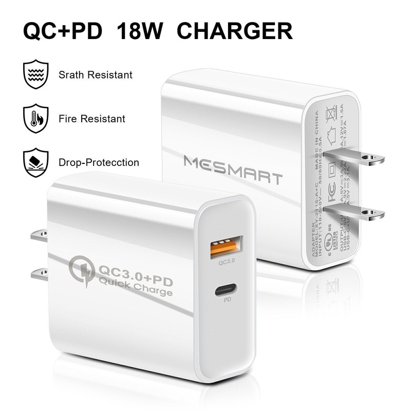 20W Fast Dual Port Type-C USB Wall Charger Power Adapter Lot For Samsung Tab A9+ gallery