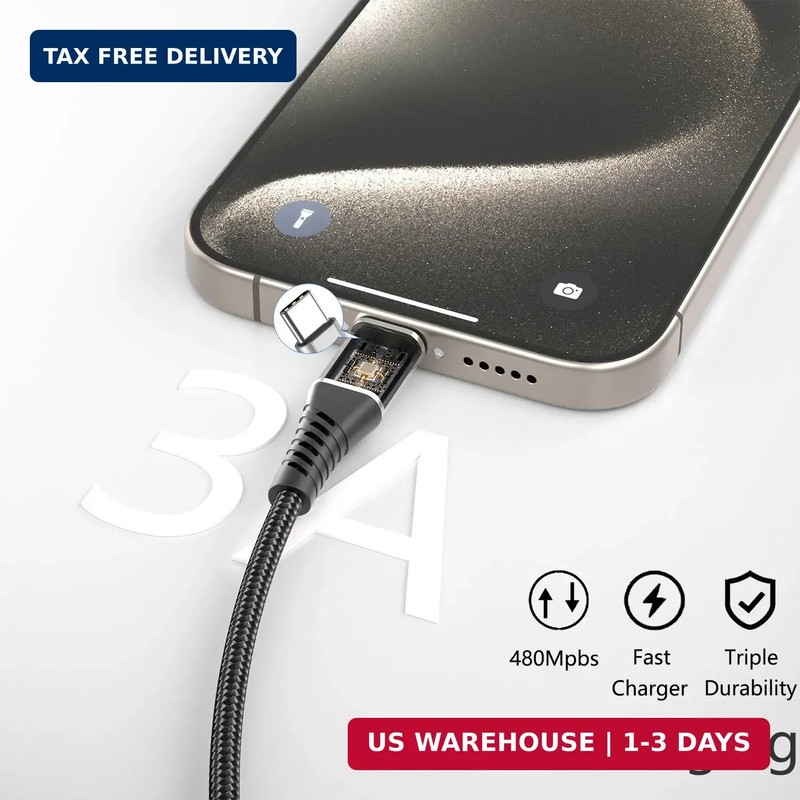 6 inch Short USB C Cable, 3 Pack 0.5ft USB to USB C Cable, 6inch iPhone Charger gallery