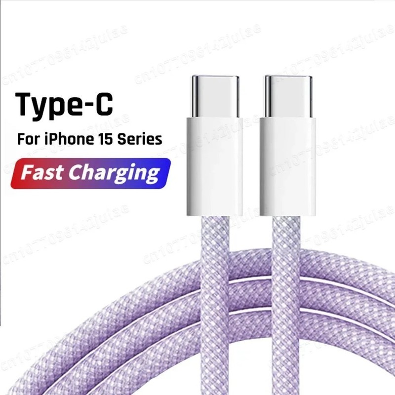 60W PD USB-C to USB-C Fast Charging Cable 6A for iPhone Samsung Xiaomi