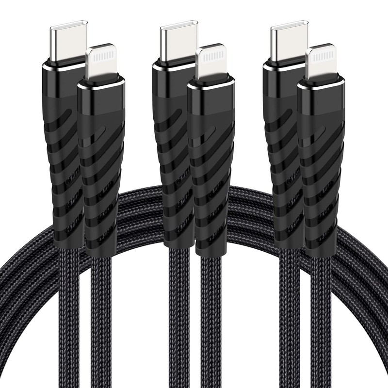 20W USB C to Cable Fast Charging 【3Pack-6ft】 Nylon Type C Quick Charger Cable