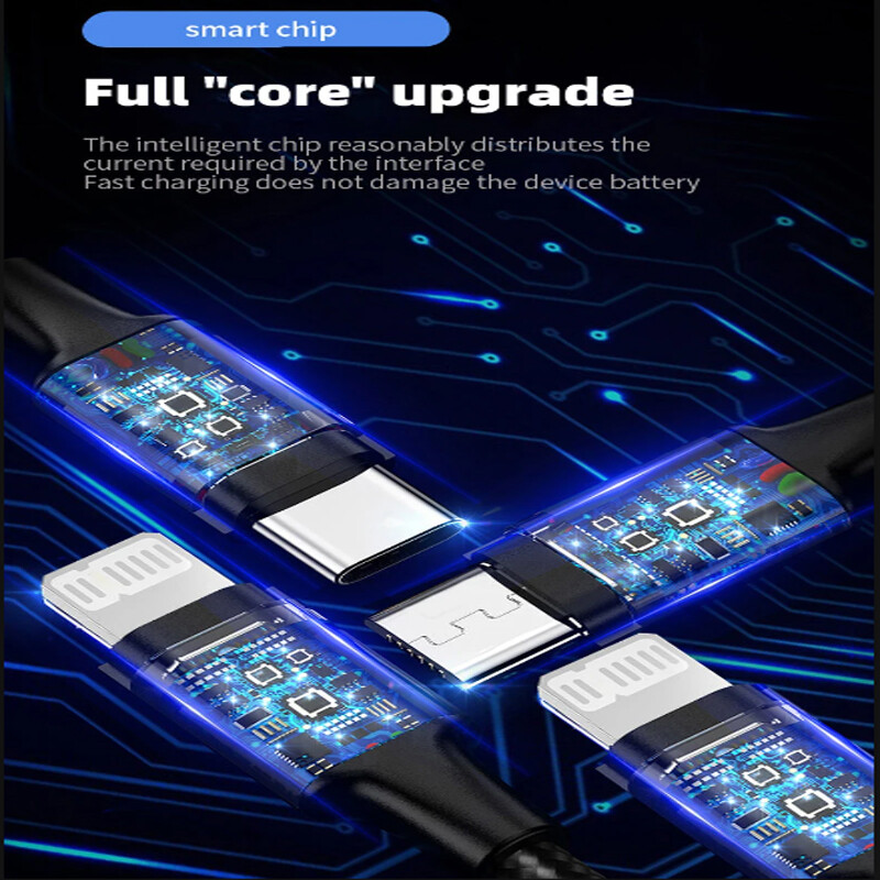 Multi Charging Cable 4 in 1 Multiple USB Fast Charger For iPhone Type C Micro gallery