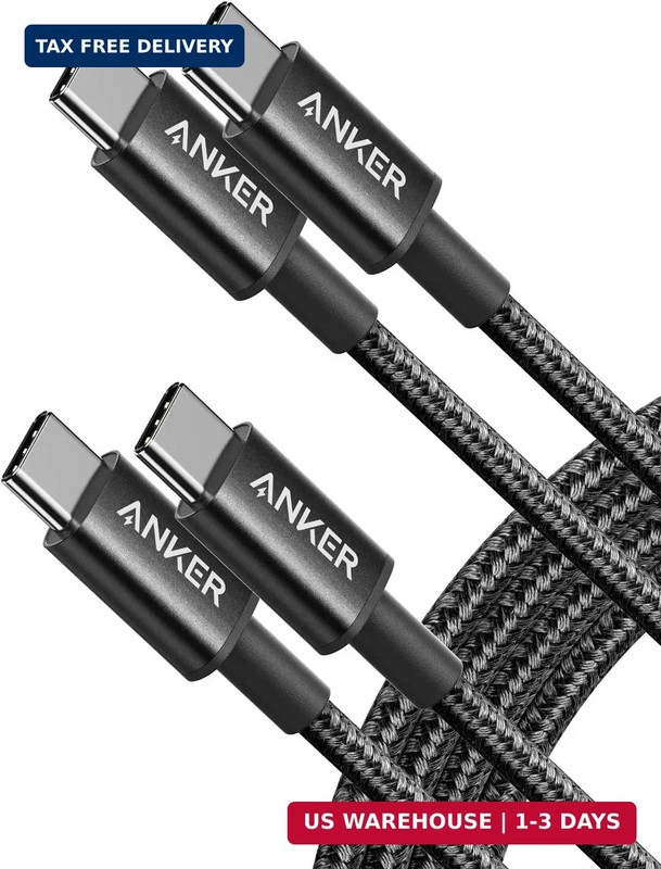 Anker USB C to USB C Cable, Type-C 60W Fast Charging Cable (6 FT, 2Pack) for iPh