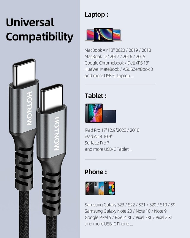 Short USB C to C Cable 0.5FT 3Pack, 6Inch USB-C 65W Fast Charging Cords for Sams gallery