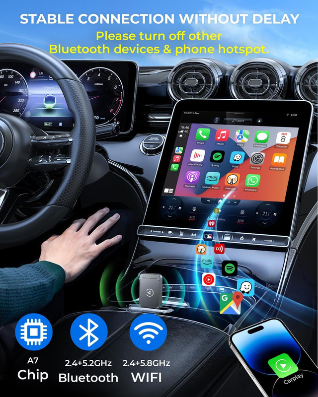 AuroraLink Wireless Carplay Adapter for Apple iPhone & Android Auto 2-in-1 Fast gallery