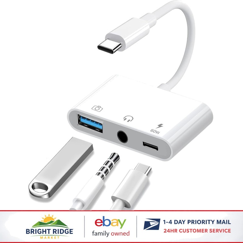 3-in-1 USB C Adapter with 3.5mm Audio Port and Fast Charging Capability