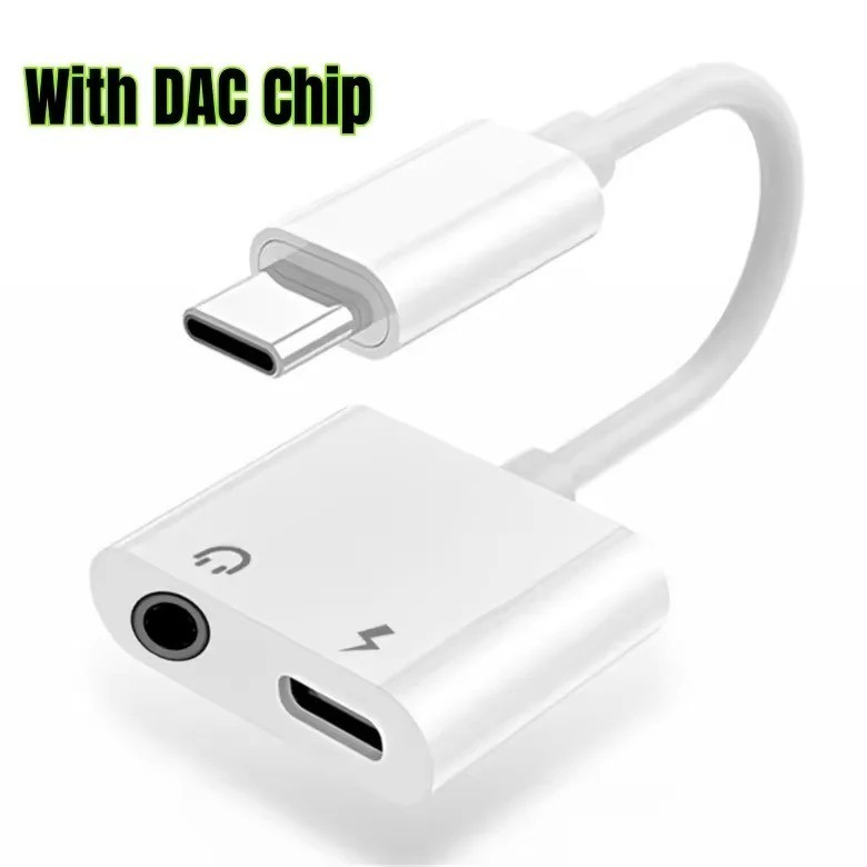 2 in 1 Charger and Headphone USB Type C to 3.5mm Aux Audio Cable Cord Adapter