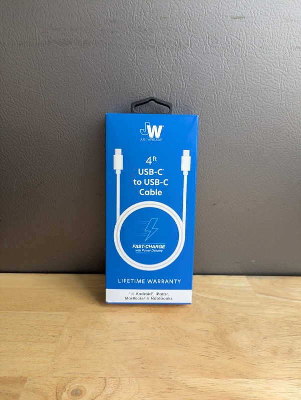 Just Wireless USB-C to USB-C PVC Cable -White
