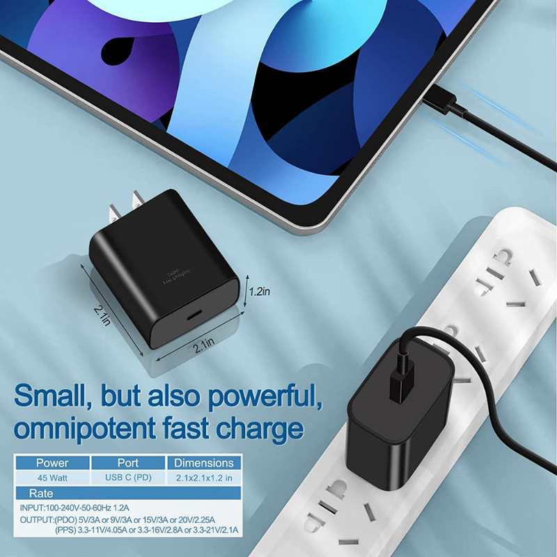 45W Super Fast Charging Type C Wall Charger+Cable Fit Samsung Galaxy S23-S20 MO gallery
