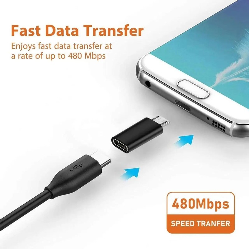 Mini USB C to Micro USB Adapter OTG Converter Samsung Xiaomi Huawei 4pcs black gallery