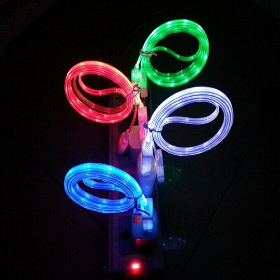 2 PACK LED FLASHING MICRO Fast Charger Cable For (3 FEET) USB Cord