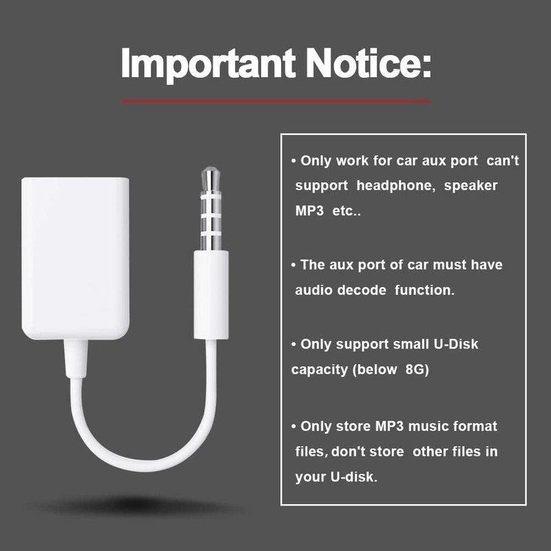 Extractor for Autos: AUX to USB Adapter with MP3 Compatibility, 2-Pack gallery