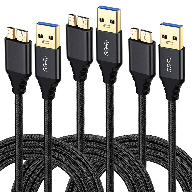 USB 3.0 Micro Cable, 3-Pack 6ft Super Speed USB 3.0 Cable A Male to Micro B C…