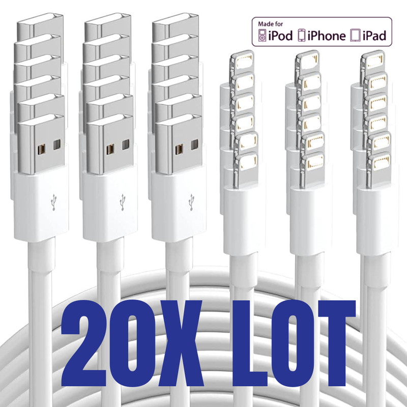 Lot of 20X USB A To iPhone Cable Cord For iPhone 14 13 12 11 8 7 6 Fast Charger