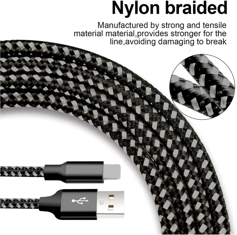 3/6 Pack USB Charger Cable Braided 6/10FT For iPhone 11 XR 8 Fast Charging Cord gallery