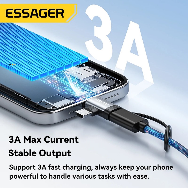 Essager Micro USB Adapter 3A Fast Charging Type C Female Connector For iPhone gallery