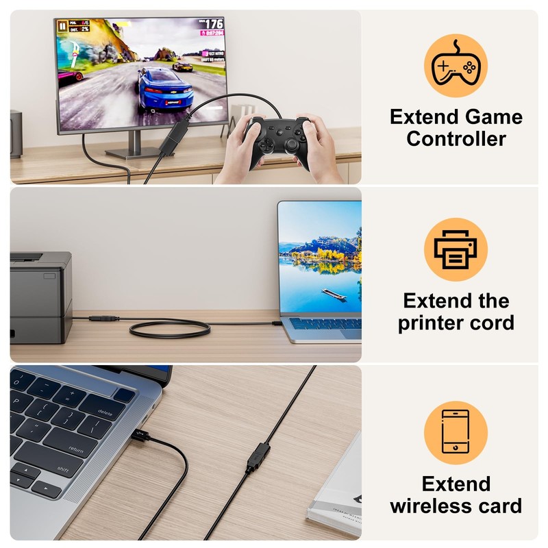 USB 3.0 Extension Cable 15FT 5Gbps Male To Female Extender Black 15 Feet gallery
