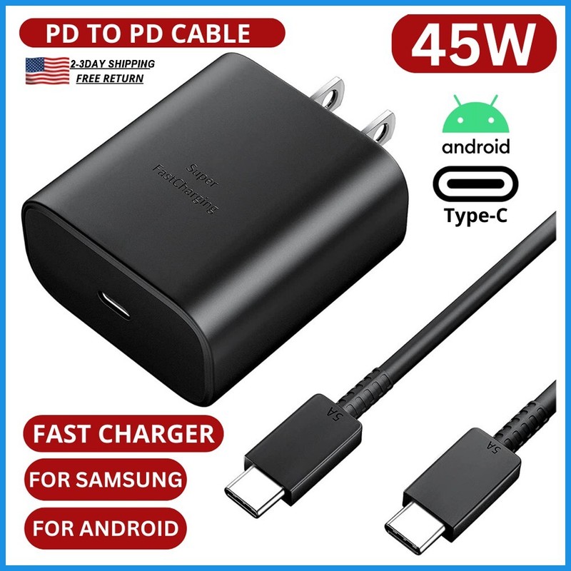 45W Type USB Super Fast Wall Charger W/6ft Cable for Samsung Galaxy S23 S22 S21+ gallery