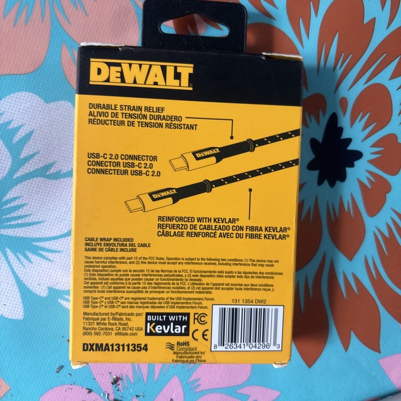 DEWALT Heavy Duty USB C Cable, Jobsite 60 Watt USB C Cable, High Speed Type-C to gallery