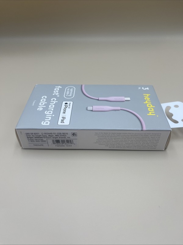 Heyday Lightning to USB-C Round Cable MFi certified 3FT Pink *New* gallery