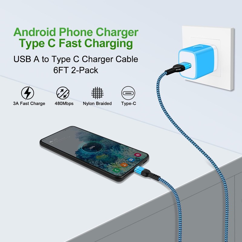 2Pack 6FT Fast Charger Cable USB Type C Android Phone Cord for Moto Razr+... gallery