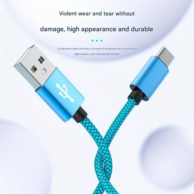 Universal USB A to Type-C Nylon Braided Cable Matte Aluminum Connector Cord gallery