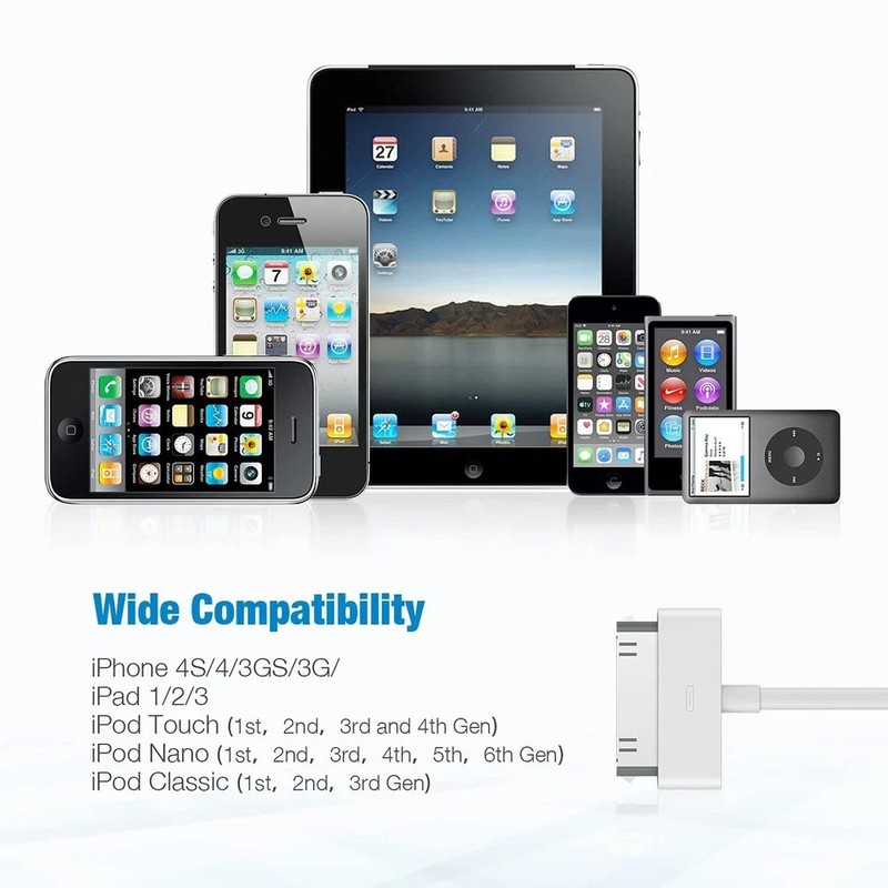 3FT 30 pin USB Charging Data Cable Cord for iPad 1/2/3 iPod Nano 1-6 LOT gallery